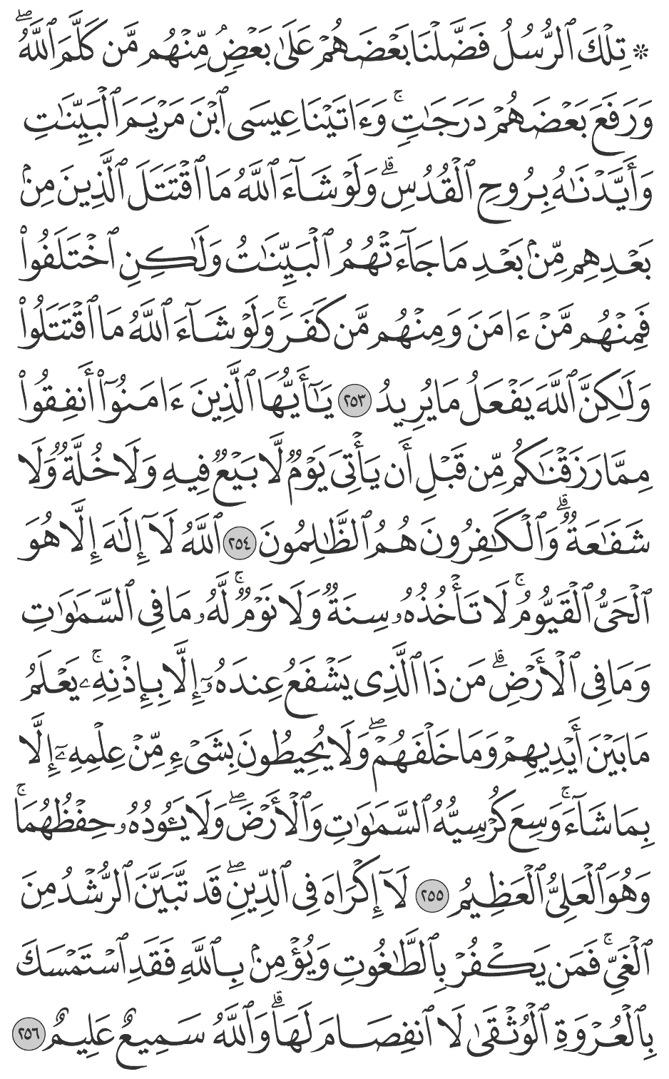 الله لا إلـه إلا هو الحي القيوم لا تأخذه سنة ولا نوم له ما في السماوات وما في الأرض من ذا الذي يشفع عنده إلا بإذنه يعلم ما بين أيديهم وما خلفهم ولا يحيطون بشيء من علمه إلا بما شآء وسع كرسيه السماوات والأرض ولا يؤوده حفظهما وهو العلي العظيم 