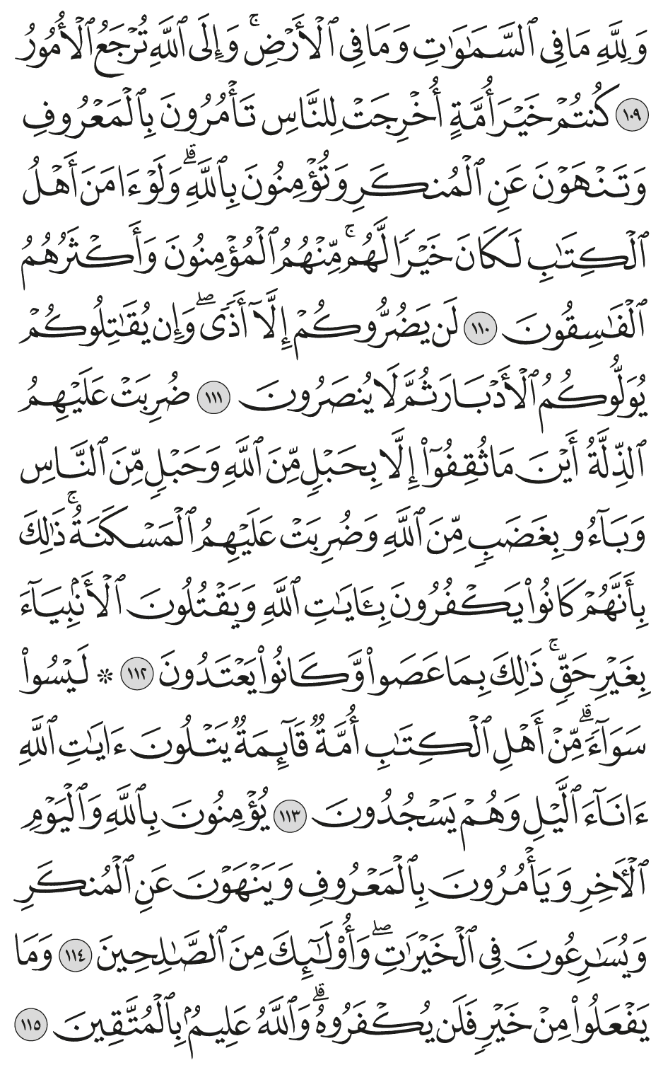 كنتم خير أمة أخرجت للناس تأمرون بالمعروف وتنهون عن المنكر وتؤمنون بالله ولو آمن أهل الكتاب لكان خيرا لهم منهم المؤمنون وأكثرهم الفاسقون 