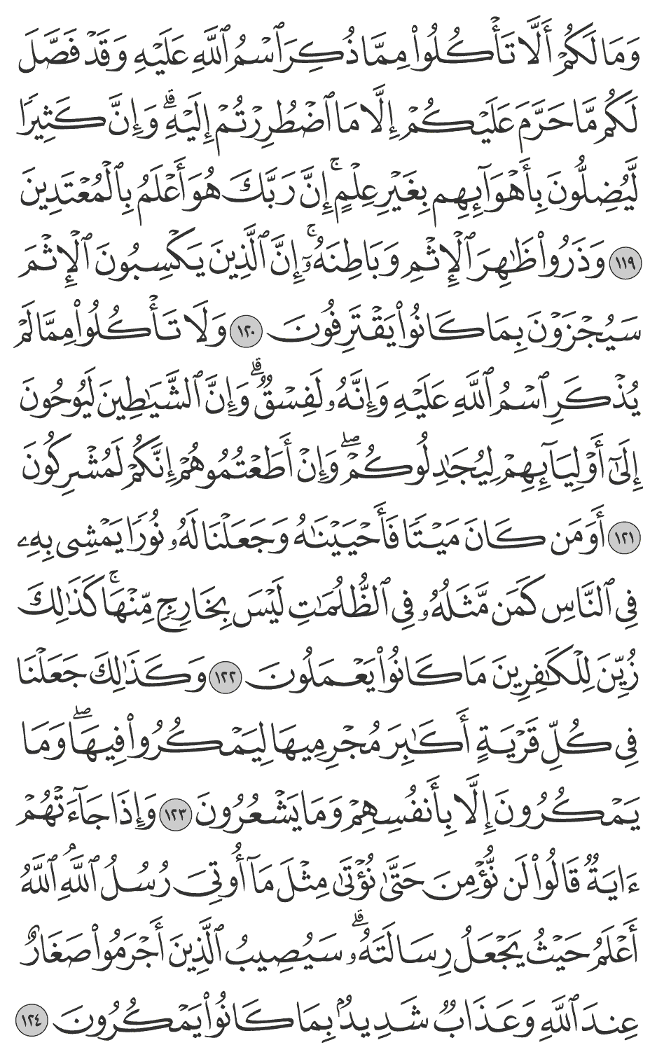 ولا تأكلوا مما لم يذكر اسم الله عليه وإنه لفسق وإن الشياطين ليوحون إلى أوليآئهم ليجادلوكم وإن أطعتموهم إنكم لمشركون 