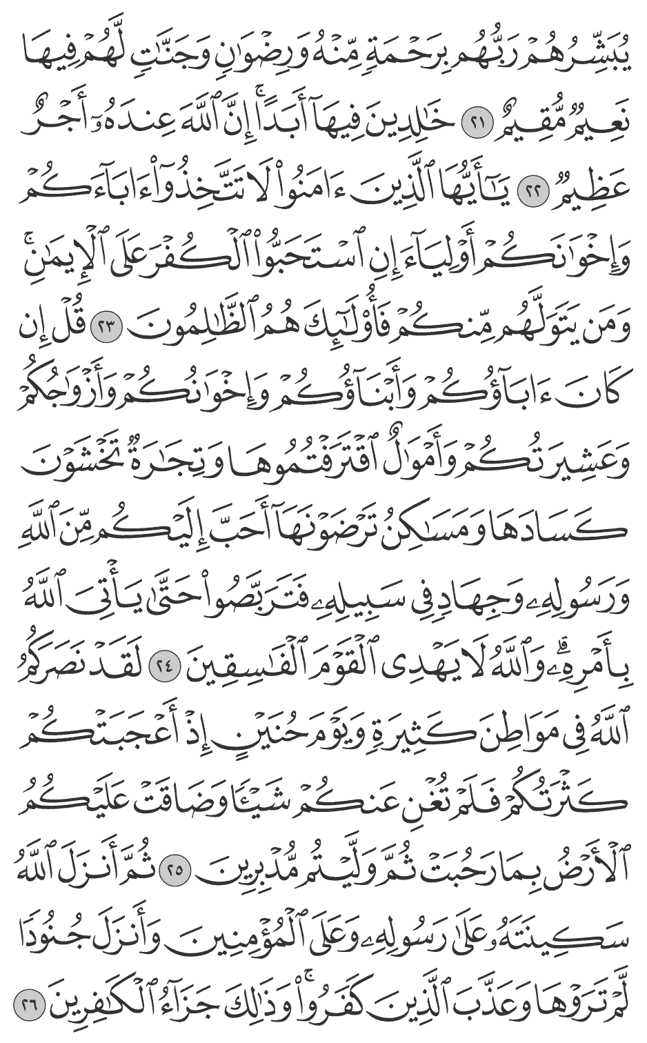 يأيها الذين آمنوا لا تتخذوا آبآءكم وإخوانكم أوليآء إن استحبوا الكفر على الإيمان ومن يتولهم منكم فأولـئك هم الظالمون 