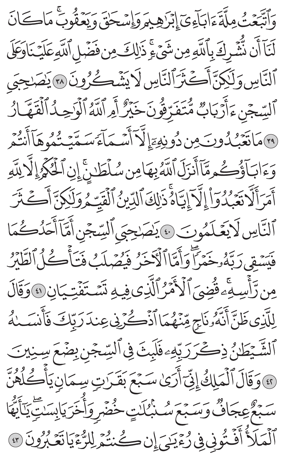 ما تعبدون من دونه إلا أسمآء سميتموهآ أنتم وآبآؤكم مآ أنزل الله بها من سلطان إن الحكم إلا لله أمر ألا تعبدوا إلا إياه ذلك الدين القيم ولـكن أكثر الناس لا يعلمون 