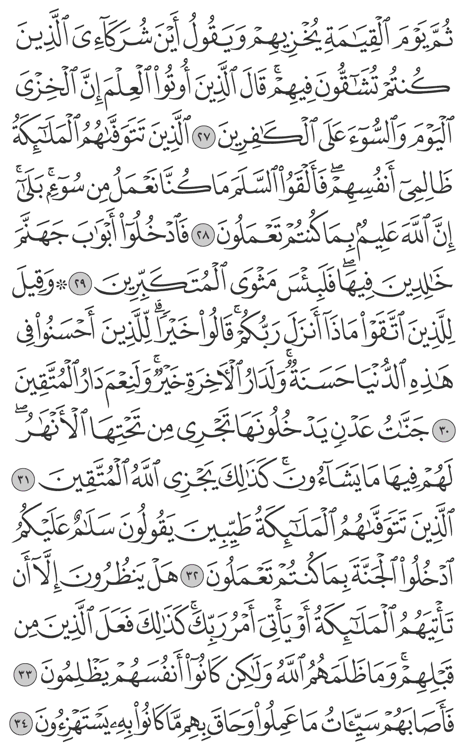 ثم يوم القيامة يخزيهم ويقول أين شركآئي الذين كنتم تشاقون فيهم قال الذين أوتوا العلم إن الخزي اليوم والسوء على الكافرين 