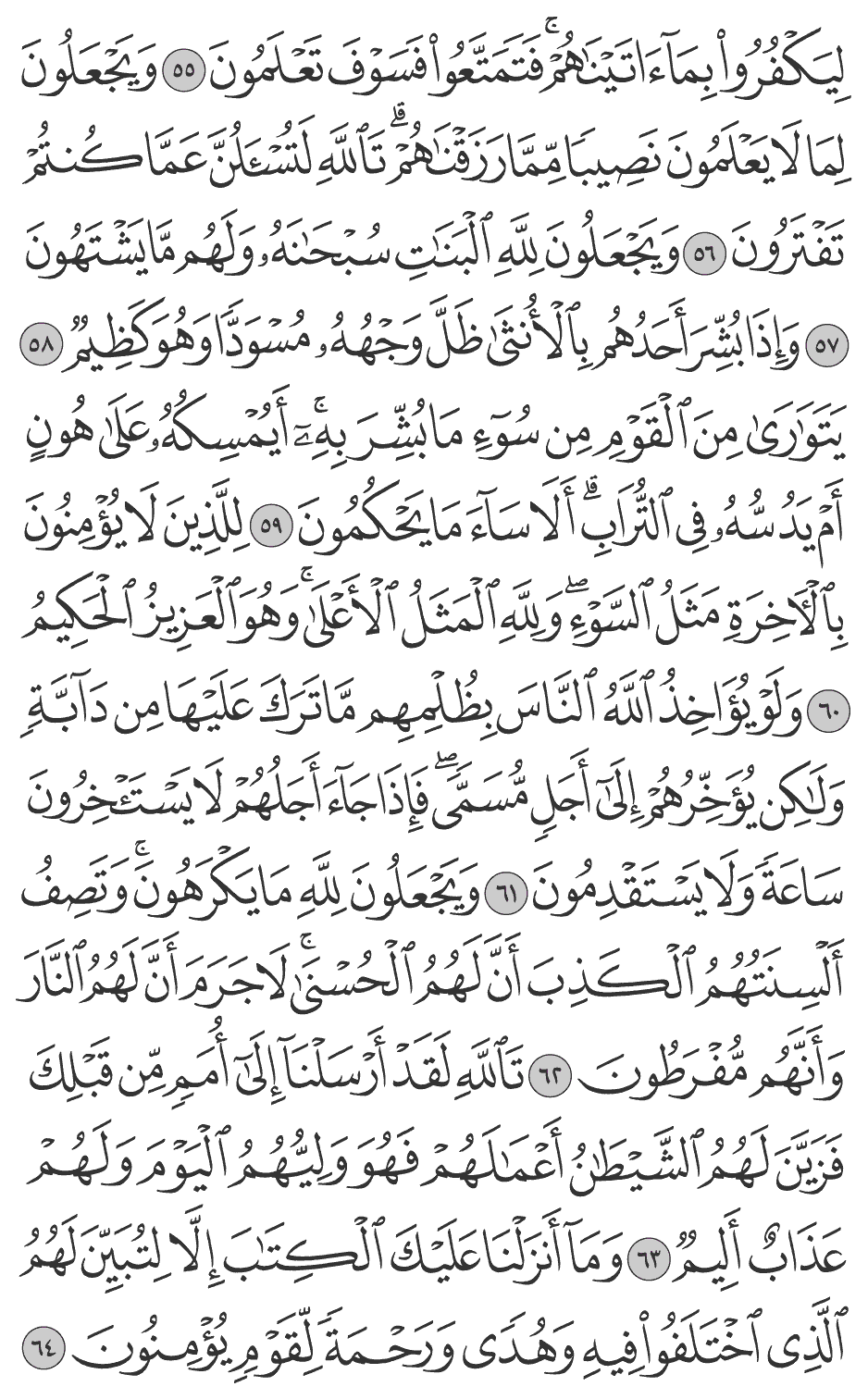 تالله لقد أرسلنآ إلى أمم من قبلك فزين لهم الشيطان أعمالهم فهو وليهم اليوم ولهم عذاب أليم 