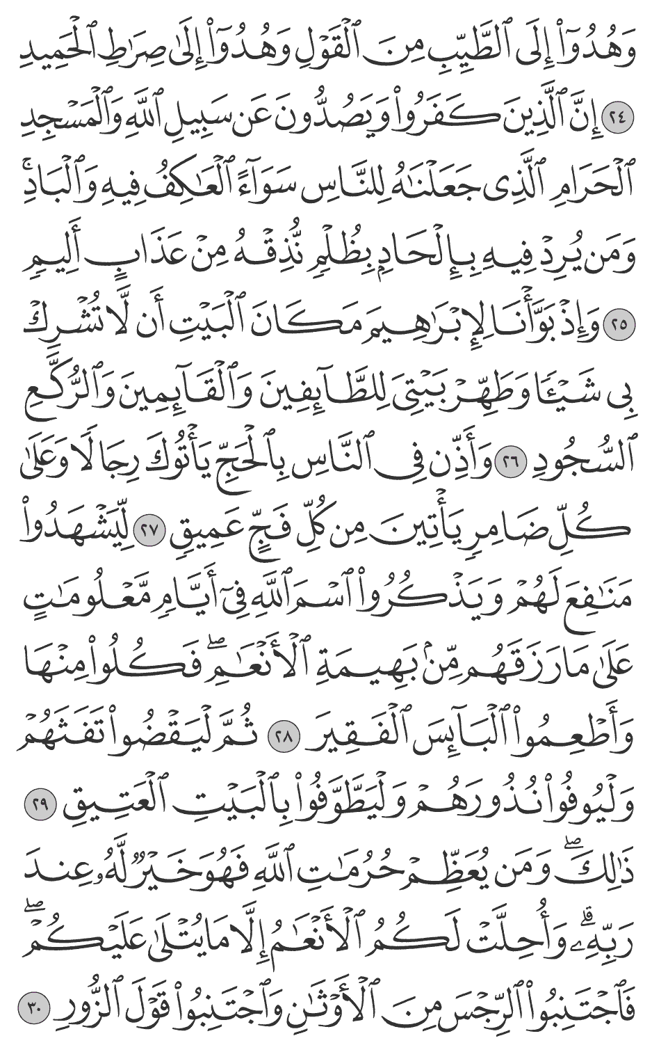 إن الذين كفروا ويصدون عن سبيل الله والمسجد الحرام الذي جعلناه للناس سوآء العاكف فيه والباد ومن يرد فيه بإلحاد بظلم نذقه من عذاب أليم 