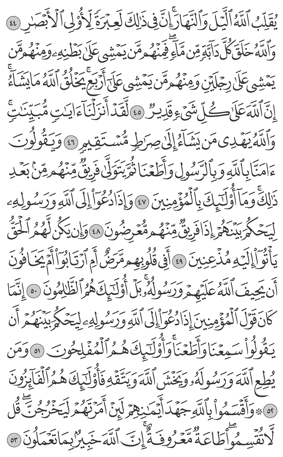 والله خلق كل دآبة من مآء فمنهم من يمشي على بطنه ومنهم من يمشي على رجلين ومنهم من يمشي على أربع يخلق الله ما يشآء إن الله على كل شيء قدير 