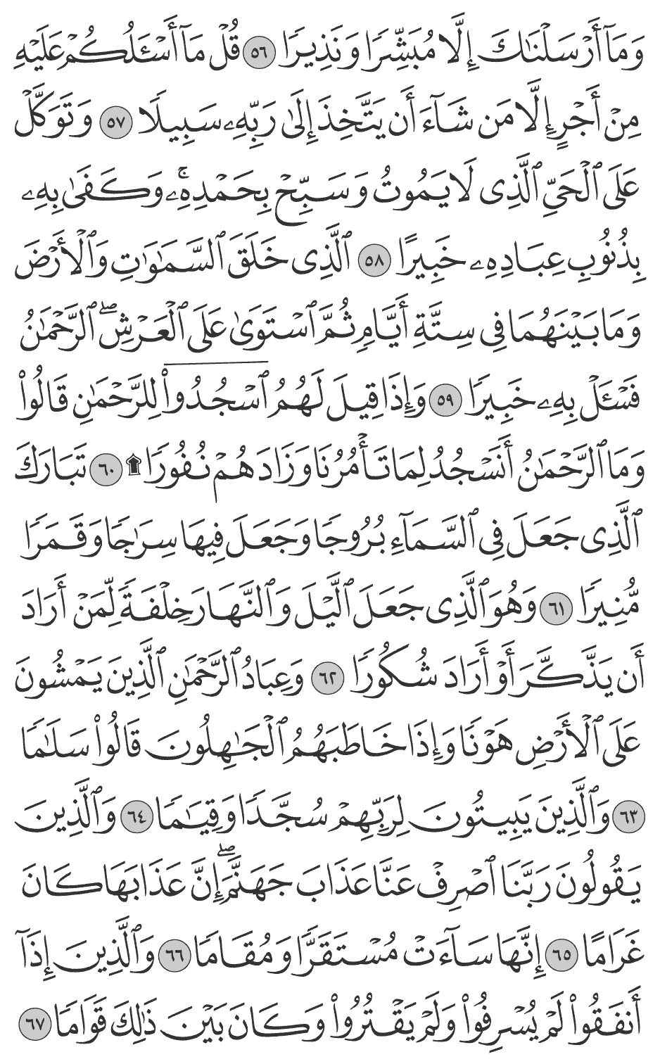 الذي خلق السماوات والأرض وما بينهما في ستة أيام ثم استوى على العرش الرحمـن فاسأل به خبيرا 