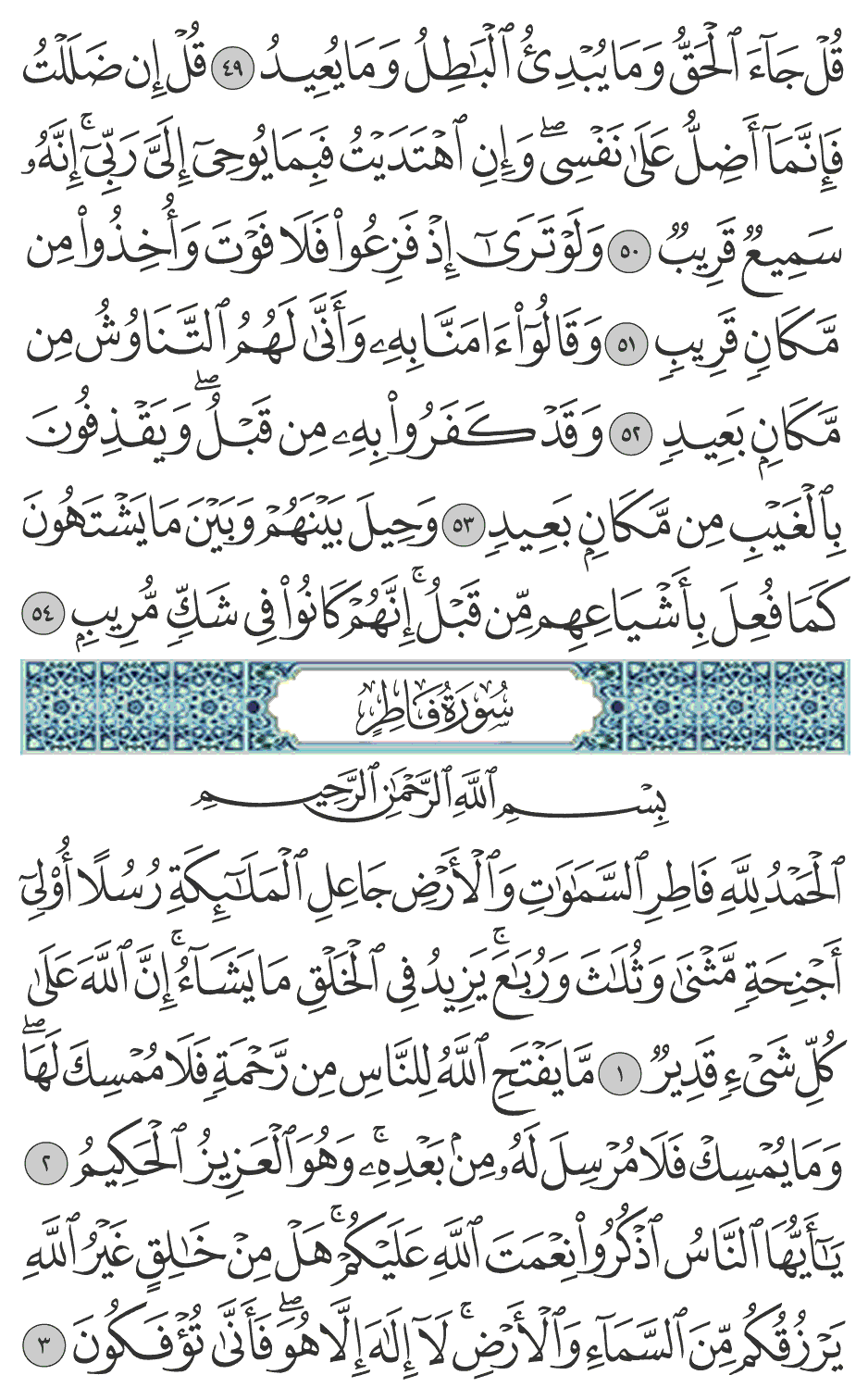 الحمد لله فاطر السماوات والأرض جاعل الملائكة رسلا أولي أجنحة مثنى وثلاث ورباع يزيد في الخلق ما يشآء إن الله على كل شيء قدير 