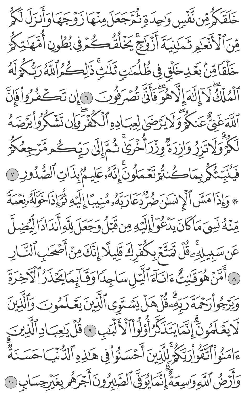 إن تكفروا فإن الله غني عنكم ولا يرضى لعباده الكفر وإن تشكروا يرضه لكم ولا تزر وازرة وزر أخرى ثم إلى ربكم مرجعكـم فينبئكـم بما كنتم تعملون إنه عليم بذات الصدور 