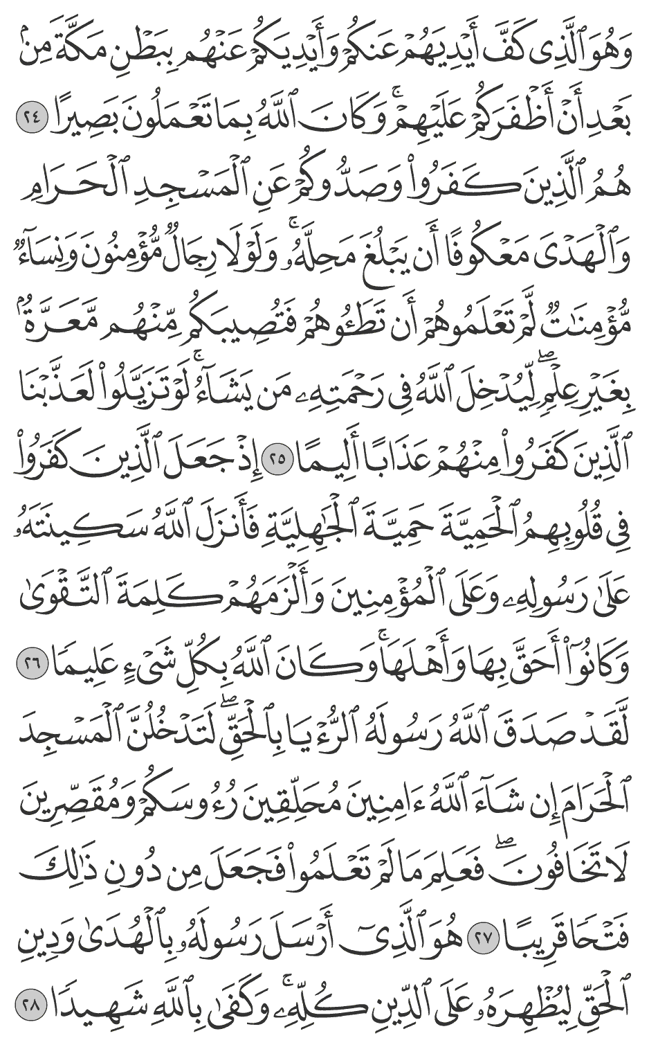 وهو الذي كف أيديهم عنكم وأيديكم عنهم ببطن مكة من بعد أن أظفركم عليهم وكان الله بما تعملون بصيرا 