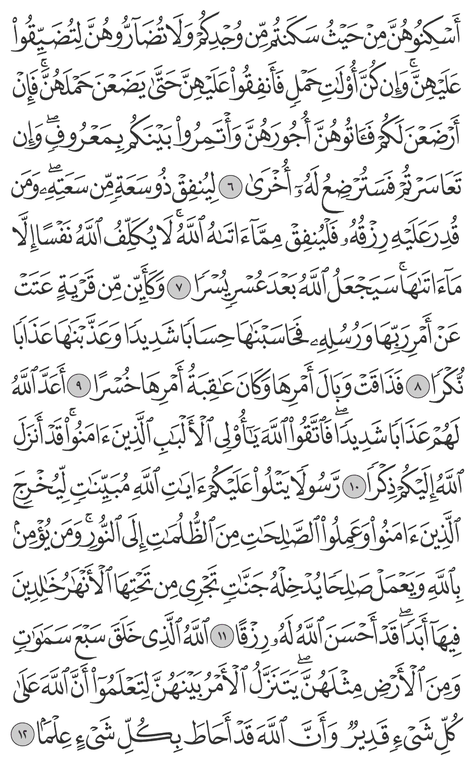 لينفق ذو سعة من سعته ومن قدر عليه رزقه فلينفق ممآ آتاه الله لا يكلف الله نفسا إلا مآ آتاها سيجعل الله بعد عسر يسرا 